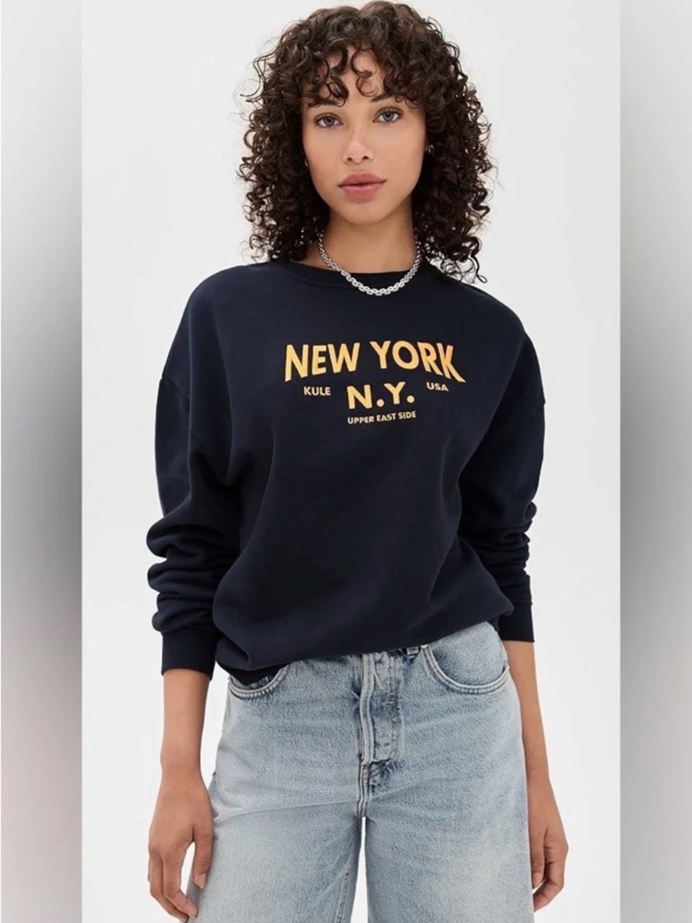 KULE Navy Sweatshirt with Gold NEW YORK N.Y. Logo